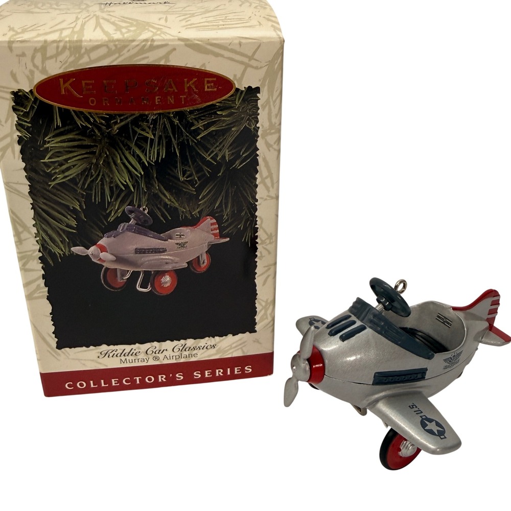 Hallmark 1996 Kiddie Car Classics 1941 Murray Pursuit Airplane Ornament Silver